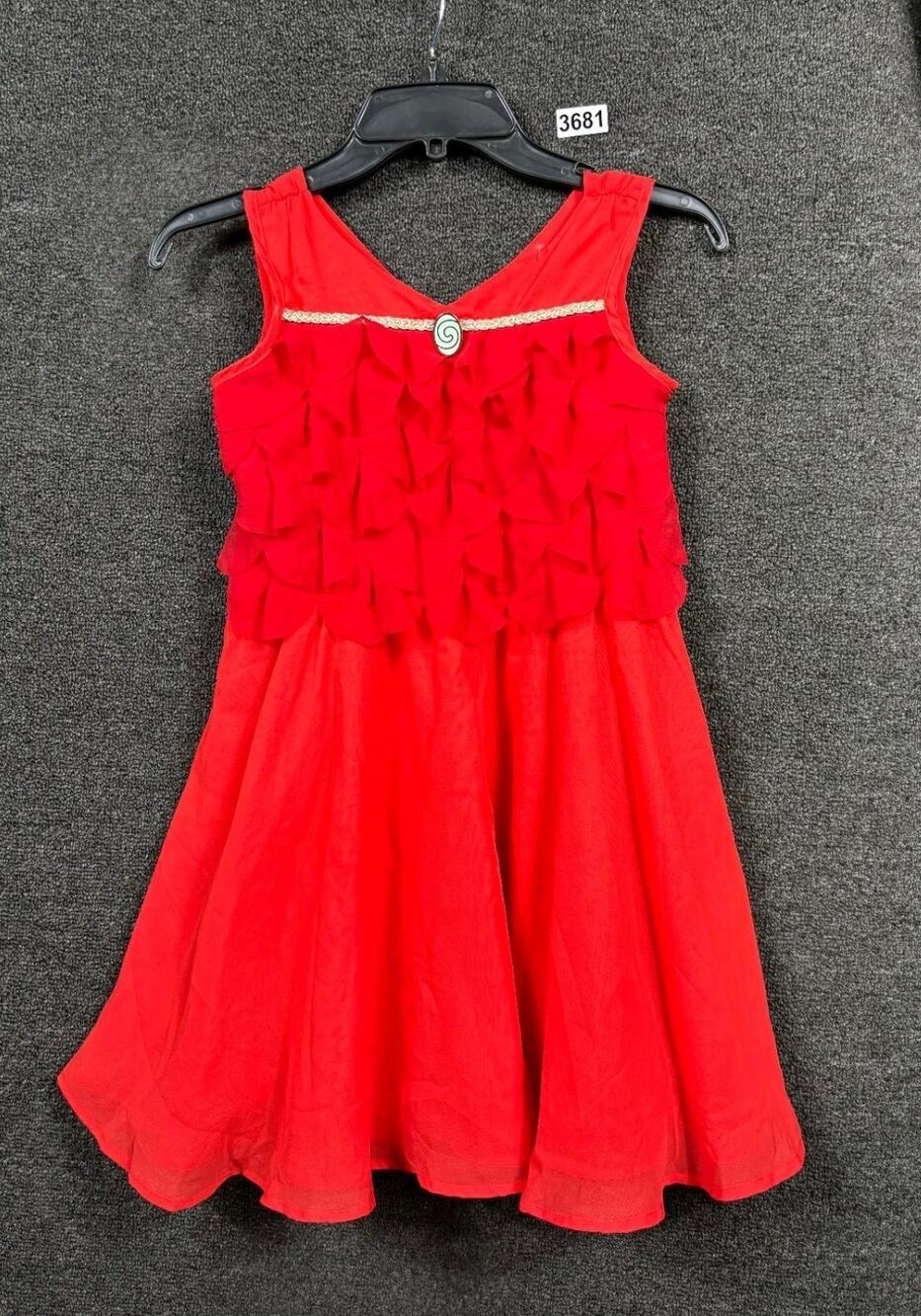 Disney Moana Girls A-Line Sleeveless Ruffle Dress Zip-Up Back Size 7/8 Red